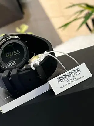 HUGO BOSS Distinct 黑色錶盤 黑色橡膠錶帶 石英 三眼計時 男士手錶 1513859