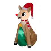Rudolph The Red Nose Reindeer with Tree Inflatable 4 feet NIB