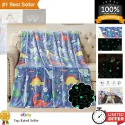 Dinosaur-Themed Glow-in-the-Dark Throw Blanket - Fun & Functional Gift 50"x60"