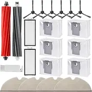 Accessory Set for Roborock Q8 Max / Q8 Max + / Q5 Pro / Q5 Pro + Vacuum Cleaner, 6 x Dust Bags, 2 x Main Roller Brushes, 6 x Side Brushes, 2 x Filters, 4 x Mop Wipes