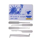 1pcs Transparent Lock with Card Locksmith Tool for Practice Set 5pcs Mini Lock Tools Hide in James Card - 5pcs tool