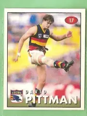 1996 AFL SELECT STICKER #17 DAVID PITTMAN, ADELAIDE CROWS