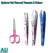 Beauty Eyelash Eyebrow Tweezers Hair Plucking Remover & Cuticle Nail Scissors