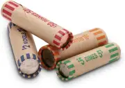 Coin Wrappers 128 PCS Assorted Preformed Coin Rolls Wrappers for Quarters, Penni