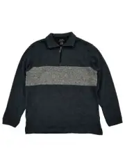 Haggar Mens Black & Gray Fleece Quarter-Zip Pullover Sweater Jacket