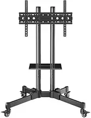 Tv Mounts Motorised Stand，TV Stands Stainless Steel Television Bracket for 32—70 Inches TVs,Black Mobile TV Floor Stand On Wheels Castors Up to 90Kg Tilting Height Adjustable,Max Vesa 6