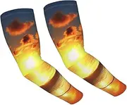 [FHEDVBN] Beach Sunrise Arm Sleeves Compression Arm Covers for Men Women Outdoor Sun Sleeves Cooling Sports Sleeve, Black