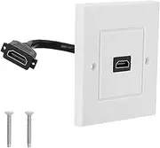 1 PCS Wall Plate with Short Cable, 86x86mm Single Port Socket and Ethernet Wall Socket, Decorative Socket Wall Plate for Home, Hotel, Office