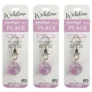 3PK Wishstone Amethyst Stone of Peace Key Clip-On Charm/Keychain/Keyring Pink