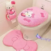 在飛比找蝦皮購物優惠-Hello Kitty 卡通可愛馬桶墊坐墊三件式衛生間坐便套