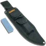 MARBLES Large Fixed Blade Bowie Knife Nylon Belt Sheath Pouch +Sharpening Stone