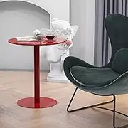 Modern Side Table, Round End Table for Small Spaces, Bar Height Table with Iron Stable Frame and Base Tall Bistro Pub Table, Circular Cocktail Table(40x62cm)