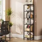 Bookshelf, 6-Tier Tall Book Shelf, Narrow Bookcase for Small Space, DIY Stack...