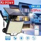 106 LED Solar Motion Sensor Light Outdoor Security Garden Flood Lamp Waterproof