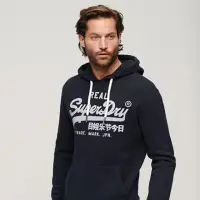 在飛比找momo購物網優惠-【Superdry】男裝 帽T 連帽套頭衫 Vintage 