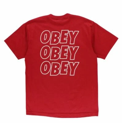 Obey JUMBLE LO-FI Mens 100% Cotton Classic Box T-Shirt Medium Fire Red NEW