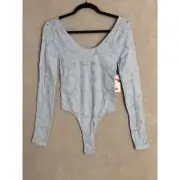 Chelsea & Violet Women's Medium/Large Long Sleeve Body Suit Light Blue NEW