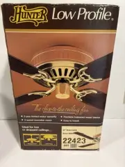 Hunter Low Profile Ceiling Fan - 42” 4 Walnut Blades Antique Brass 22423