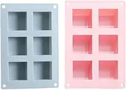 NUOBESTY 2pcs 6 Soap Soap Making Soap Making Moulds DIY Soap Tools Cake Fondant Cookie Square Tool 6 Cavities Mould Chocolate