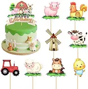 VARACL 25PCS Farm Animals Cupcake Toppers, Cow Chicken Sheep Tractor Cupcake Pick Cake Topper for Farm Theme Birthday Party Decorations Favor Decor Supplies