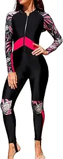 [FEOYA] Womens 50+ UPF Full Body Rash Guard Front Zipper Long Sleeve One Piece Bathing Suit with Built in Bra