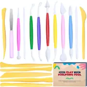 DUGATO Clay Modeling Tools, 17Pcs Plastic Ceramic Pottery Tool Set, Double-Head