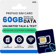 Lycamobile U.S.A. SIM Unlimited High-Speed 4G LTE/5G Data Hotspot Capable, Talk and Text From the U.S. to 75+ Countries 30 Days Service Included