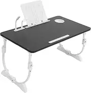 SHOWERORO 1Set Foldable Adjustable Bed Laptop Table with Cup Holder Bookshelf Portable Multi Purpose Desk for Work Study for Dorms Spaces