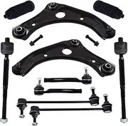 TUCAREST 10Pc Suspension Kit Fit For 12-19 Ni-ssan Versa, 2015-2019 Micra, 2 Front Lower Control Arm w/Ball joint + 4 Outer Inner Tie Rod + 2 Sway Bar + 2 Boots [# K621576 K750098 EV800862 ES801200]