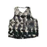 Obey BLINDSIGHT TANK Tie Dye Black White Braided Racer Back Junior's Tank Top