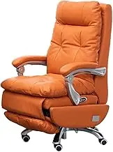 Ergonomic Office Chair Genuine Leather Executive Office Chair with Reclining Function for Home Office and Study Electric Computer Chair Desk Chair