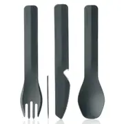 Humangear GoBites Trio Travel Cutlery Set inc Toothpick and Bottle Opener - Dark Grey