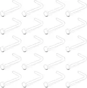 [D.Bella] 20g Clear Nose Studs Bioflex Nose Rings Retainer Acrylic Nose Rings for Work Spacer Plastic L Shaped Nose Stud Nose Bone Nose Pin Retainer Flexible Nose Piercing Retainer for Men Women