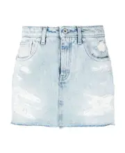 Imitation old denim skirt 28,6XL,7XL White