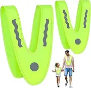 Children's High Visibility Vest, Pack of 2 V-Shape Signal Collar, Reflective Vest Children + Warning Collar, Adult, Breakdown Vest, Safety Vest for Night Travel, Universal Size for Children Adults