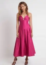 Aje Dress NWT Solstice Strappy Ring Midi Dress Fuchsia Pink Size 4 AU/UK 0 US