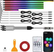 Neoflow Dynamic RGB Interior Light Kit,Interior Car 6 Led Light Strips Kit,Led for Car with Dynamic Color Chasing,Adjustable Brightness for Lnterior Into A D-Ynamic and Colorful Space