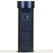 Point Pod PPM1B - Pop-Up Power Outlet 'Multi' 3 Power Point - 2x 2.1 amp USB A & USB C - Black