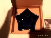 Longaberger Pottery PROUDLY AMERICAN STAR Dish COBALT BLUE w/PRODUCT CARD MIB