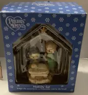Precious Moments Nativity Set 2008 Mary Joseph Baby Jesus Manger Scene EUC