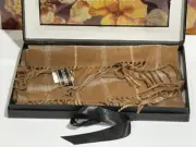 Geoffrey Beene Mens Brown 100% Cashmere Scarf New With Tag In Box