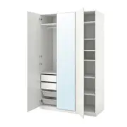 PAX / FARDAL/ÅHEIM wardrobe combination, white high-gloss/mirror glass, 150x60x236 cm