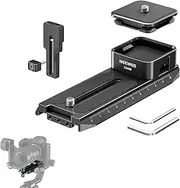 NEEWER Arca Type Quick Release System for Handheld Gimbals with 1"/25mm Vertically Adjustable Lens Support, Auto Lock Square QR Plate Compatible with DJI RS 2 RSC 2 RS 3 PRO, Max Load 22lb/10kg, CA026