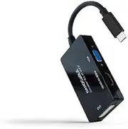 Watio Wave Type C to HDMI/DVI/VGA Adapter Cable 20cm Black Ideal for Multiple Connections to Compatible Devices