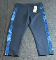 Adidas Climalite 3/4 Length Cropped Leggings Black Blue Women's Size Medium NWT