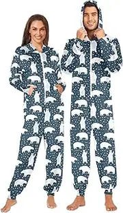 [Joisal] Polar Bears Navy Onesie Adult Costume, Suitable for all Seasons, Adult Onesie Costume with Pockets