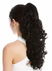 Hair Piece Ponytail Curls Curly Voluminous Hooked Combs Long 50cm Black