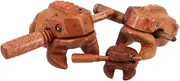 Kisangel 3pcs Unique Wooden Frog Desk Decor Handmade Musical Percussion for Home Office Maker Creative Durable Decorative Accent