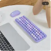 MOFII Wireless Keyboard and Mouse, Cute Colorful 68 Round Keycap Compact Keyboar