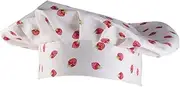 [TOGEVAL] Cooking Fun Boy Girl's Cotton Chef Cap Thickened Fabric Strawberry Printed Versatile for Catering Parties
